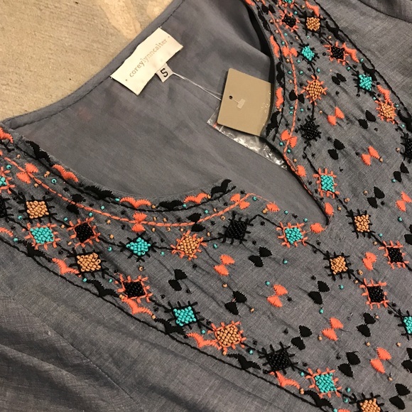 NWT Anthropologie chambray embellished dress - Picture 3 of 4